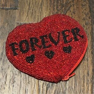 Forever Red Beaded Zip Purse red heart coin purse red heart wallet love wallet